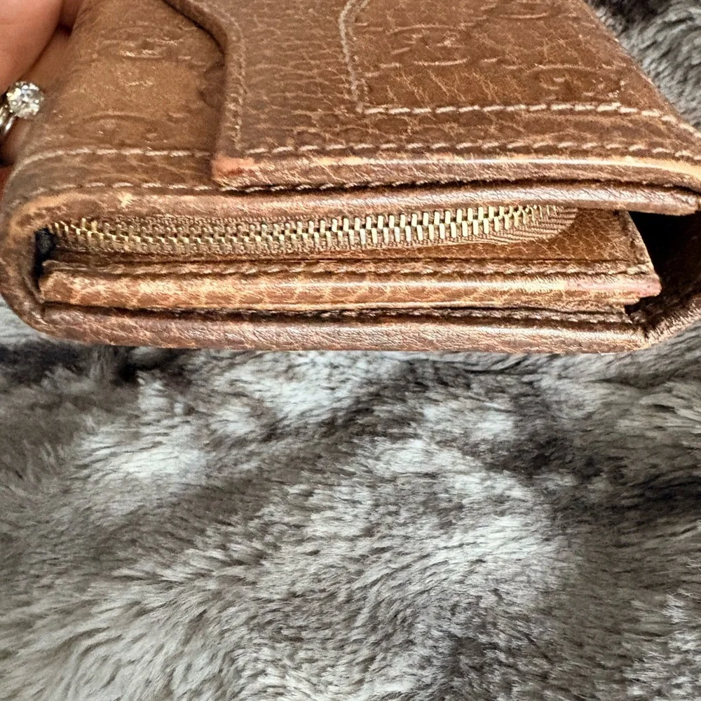 Gucci Tan/Brown GG-Embossed Leather Continental Wallet with Gold Logo - Picture 3 of 9